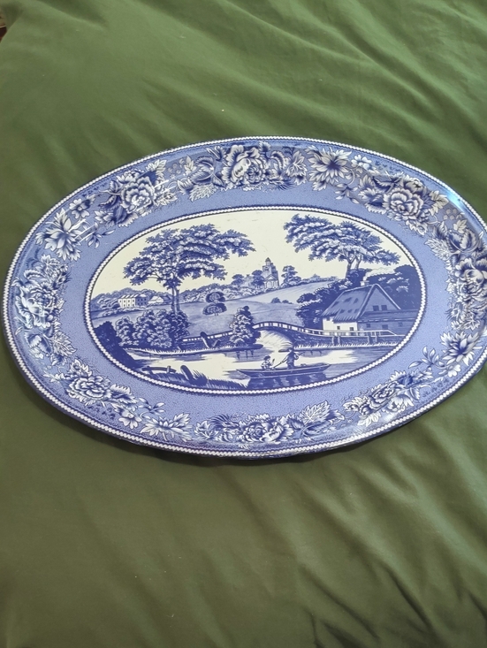 Daher Other - daher Decorated Ware Blue And White Metal Oval Serving Tray